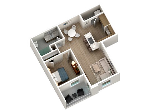 Floor plan for 1 bed, 1 bath, 756 sqft